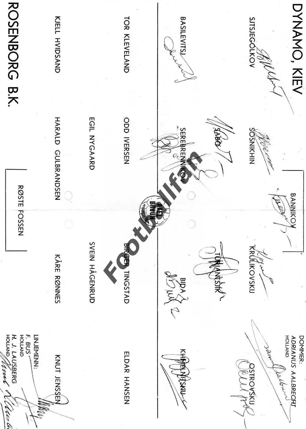 Русенборг Трондхейм , Норвегия - Динамо Киев , СССР 24.10.1965 РЕПРИНТ 1
