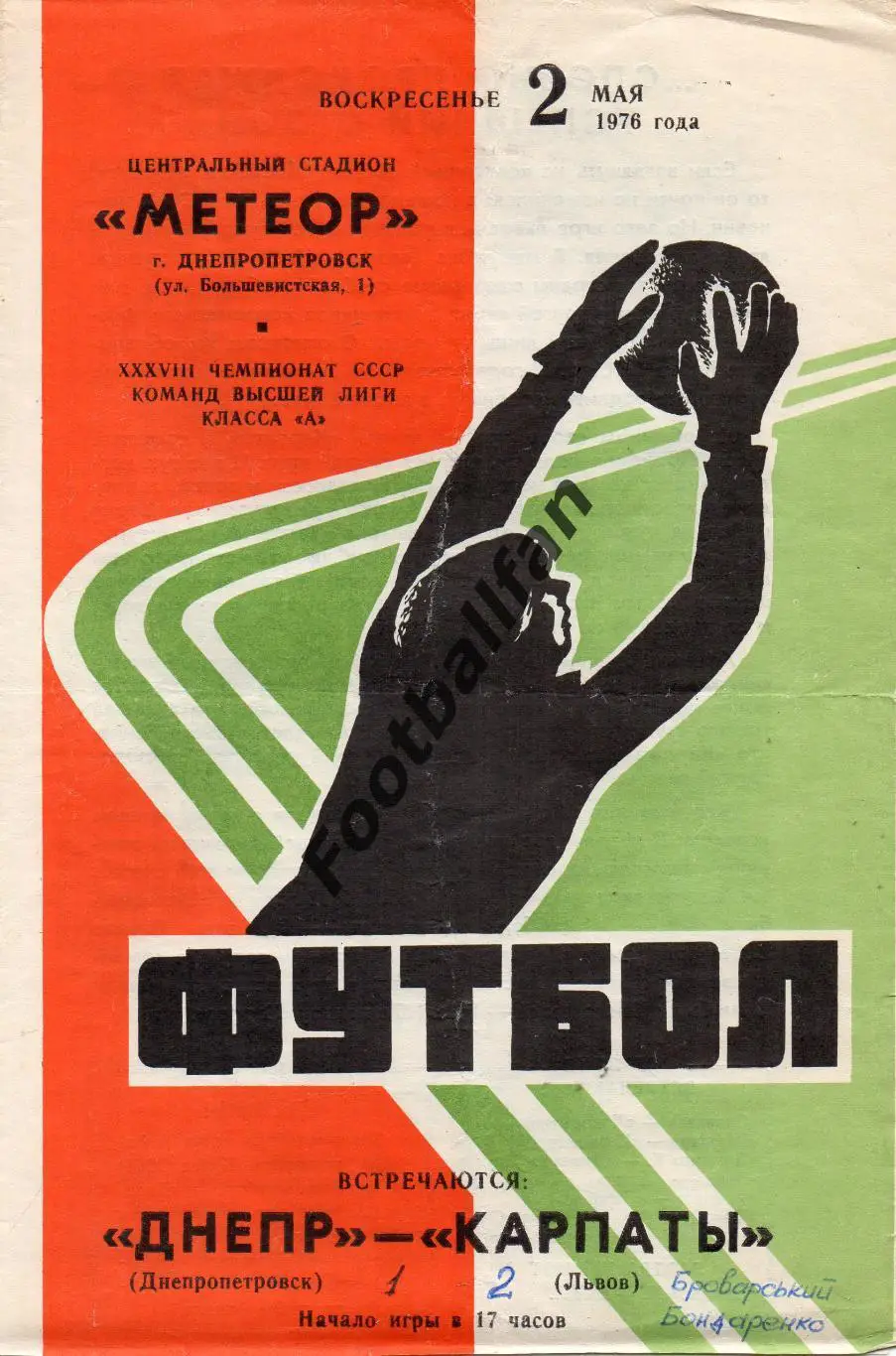 Днепр Днепропетровск - Карпаты Львов 02.05.1976