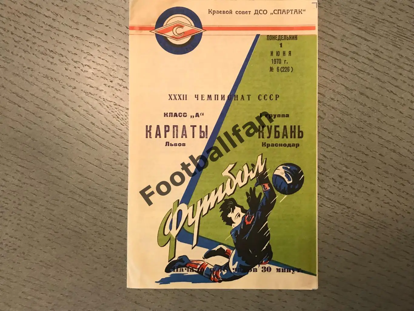 Кубань Краснодар - Карпаты Львов 01.06.1970