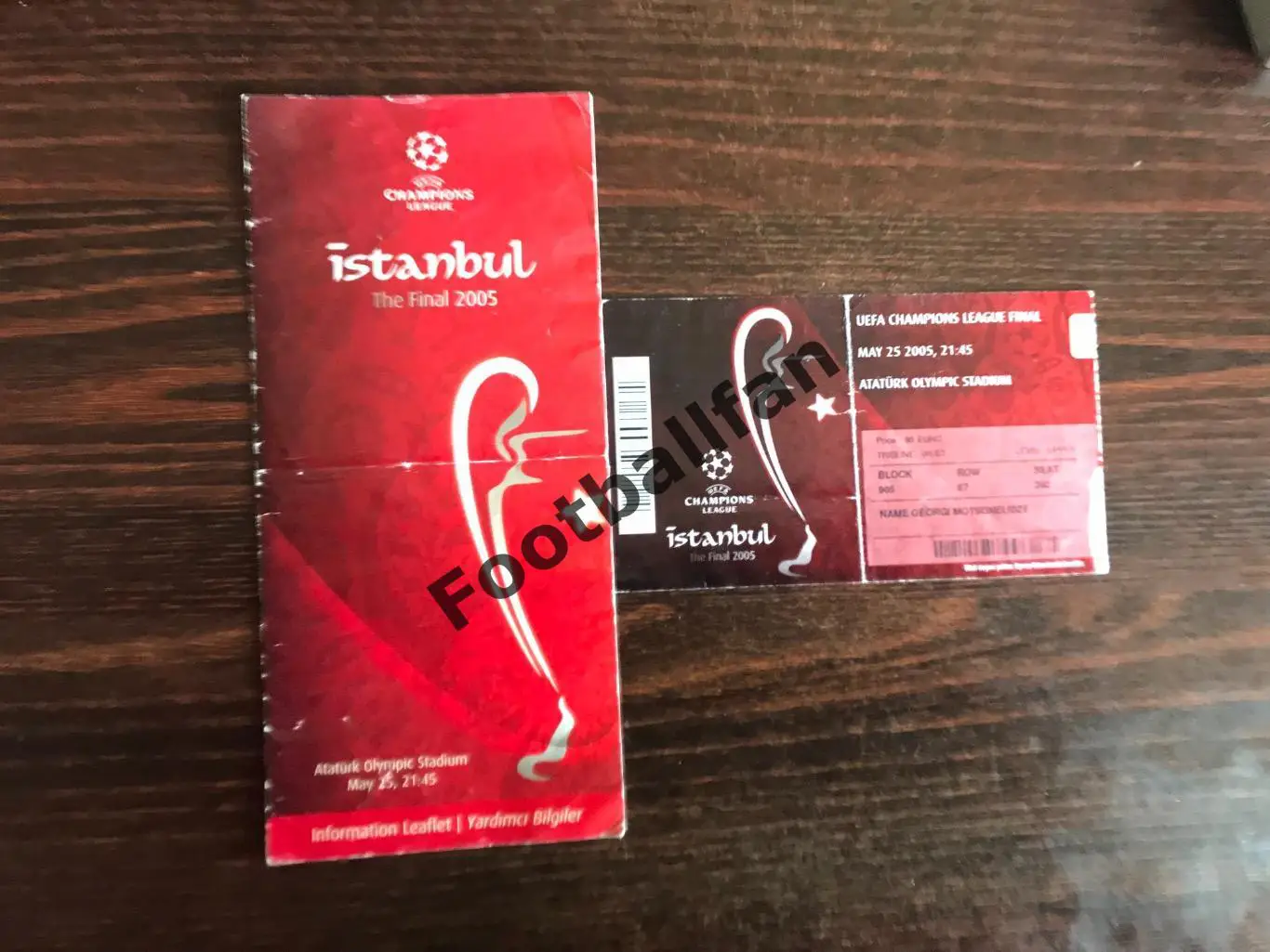 Милан Италия - Ливерпуль Англия 25.05.2005 . Билет + информация