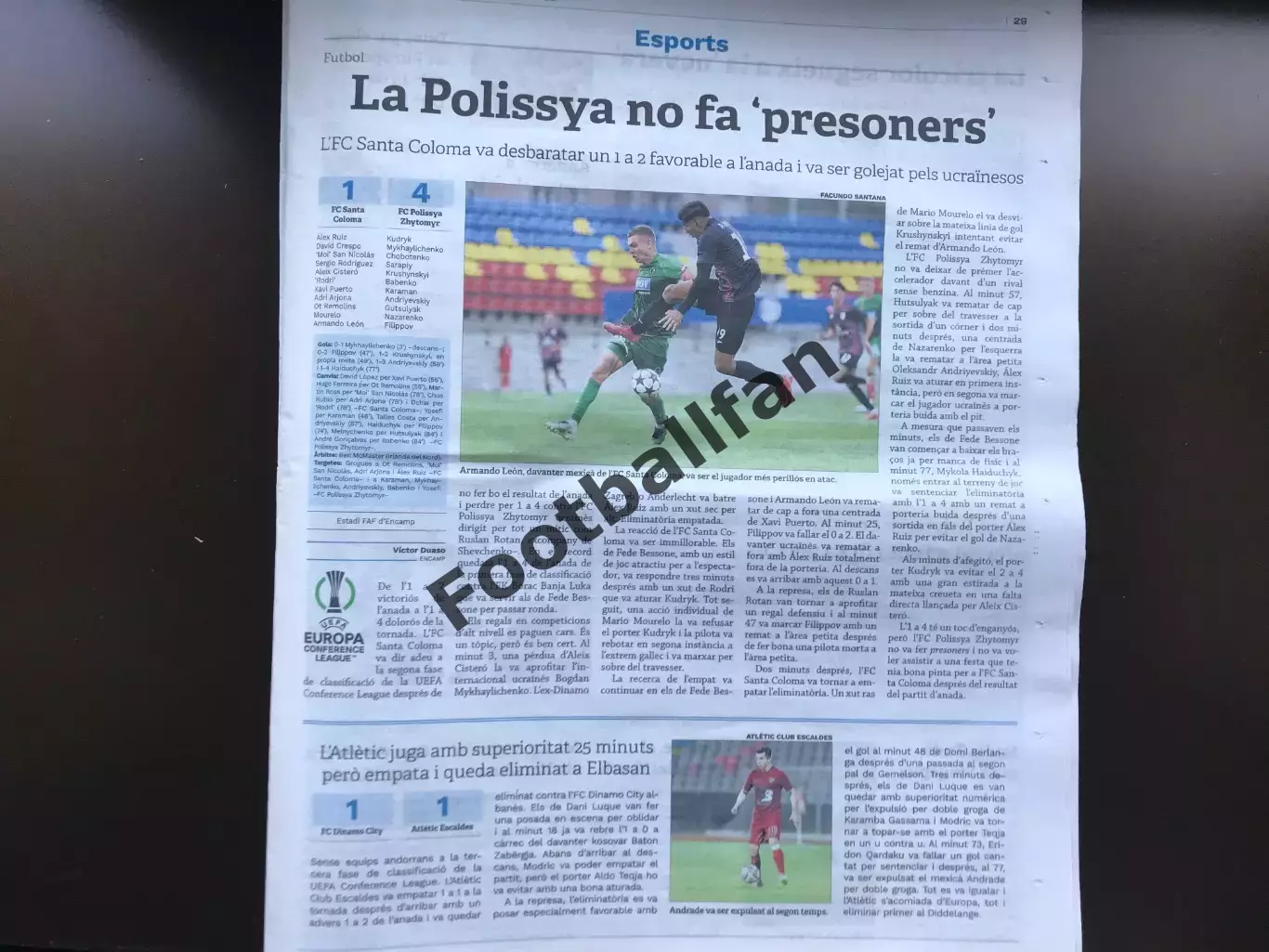 Санта Колома Андорра - Полесье Житомир , Украина 31.07.2025 Отчет о матче (2) 1