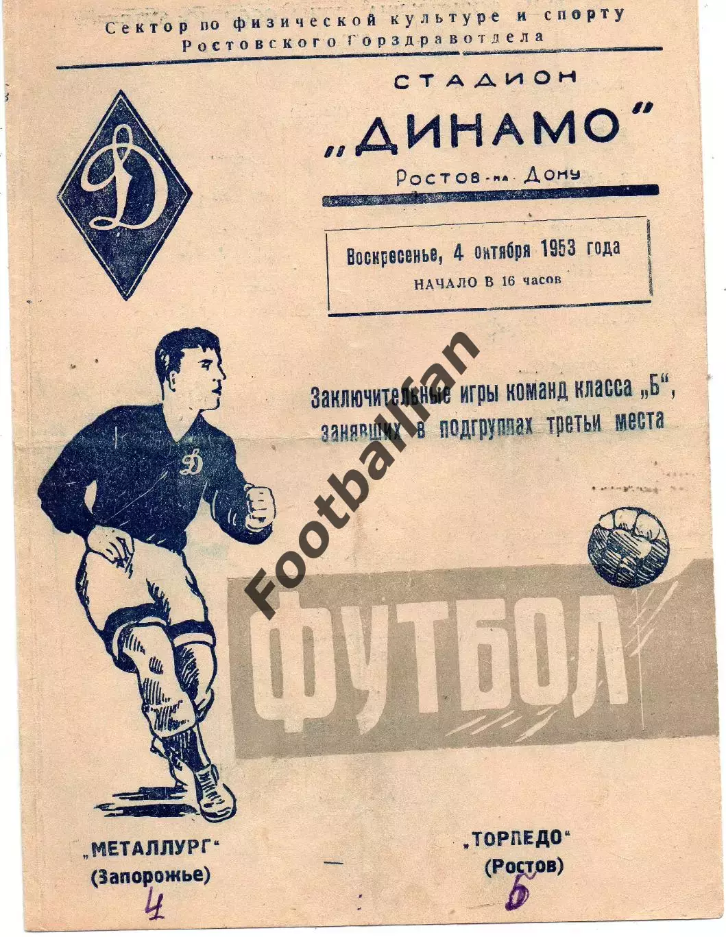 Торпедо Ростов - Металлург Запорожье 04.10.1953