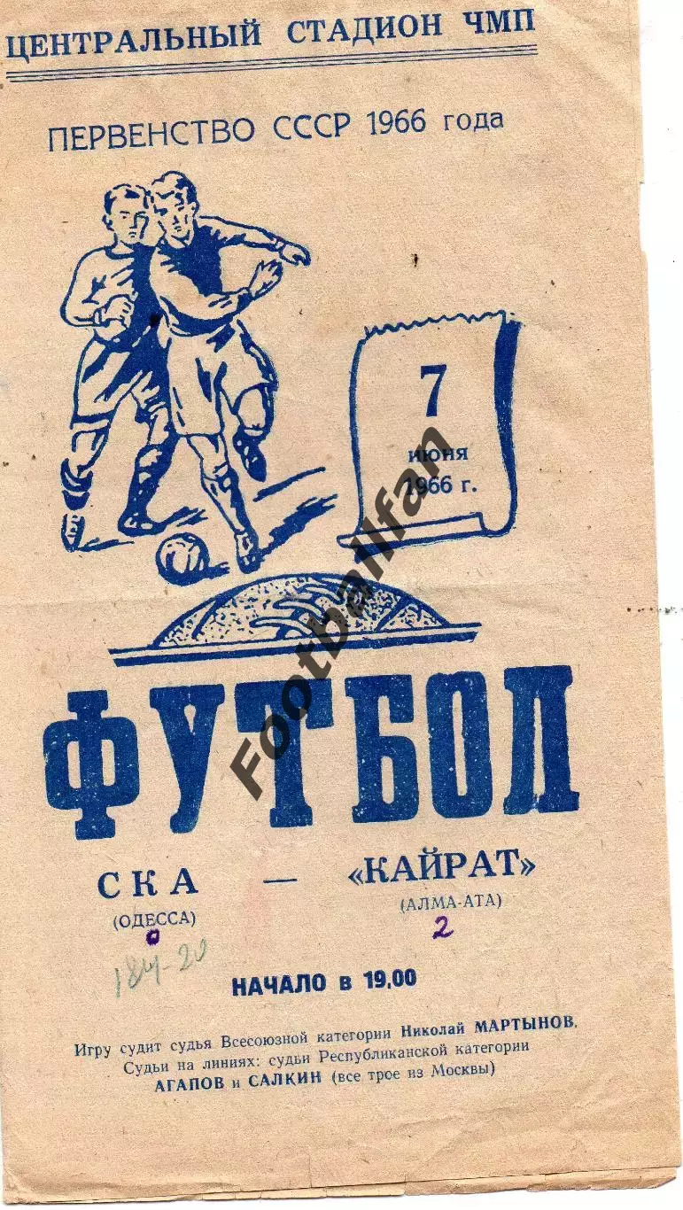 СКА Одесса - Кайрат Алма Ата 07.06.1966