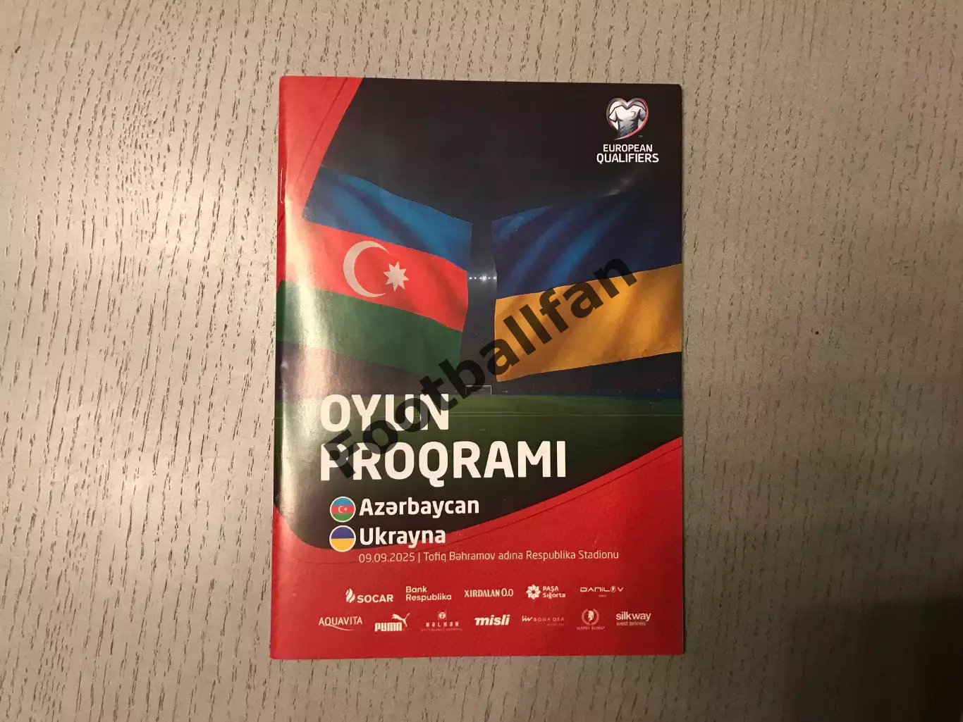 Азербайджан - Украина 09.09.2025 . ОФИЦИАЛЬНАЯ ПРОГРАММА . ОРИГИНАЛ . 56 стр.