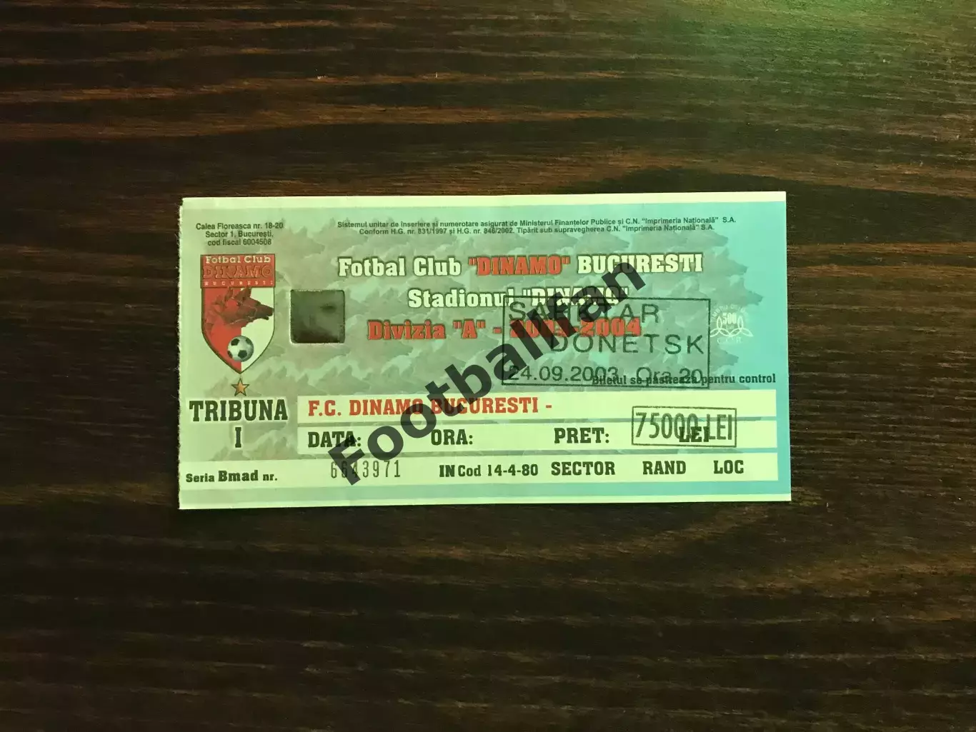 Динамо Бухарест , Румыния - Шахтер Донецк , Украина 24.09.2003