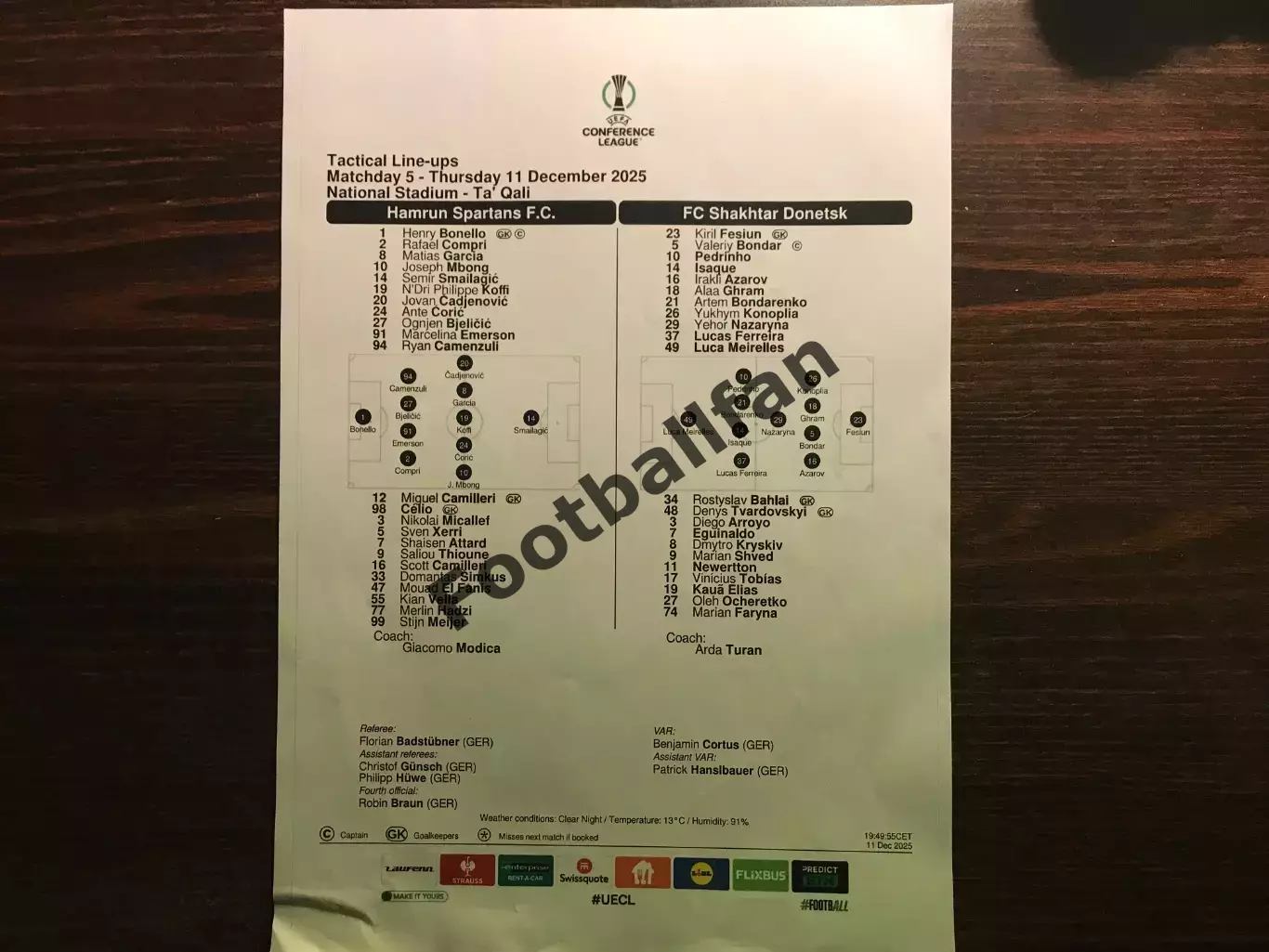 Хамрун Спартанс Мальта - Шахтер Донецк , Украина 11.12.2025