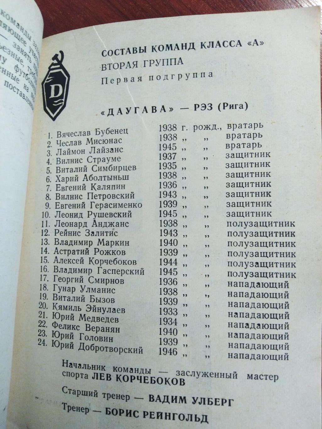 Справочник -календарь Футбол 1964 Латвия ДаугаваРига 2