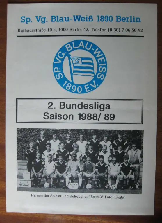 Блау-Вайсс 1890 (Берлин). Сезон 1988/89.