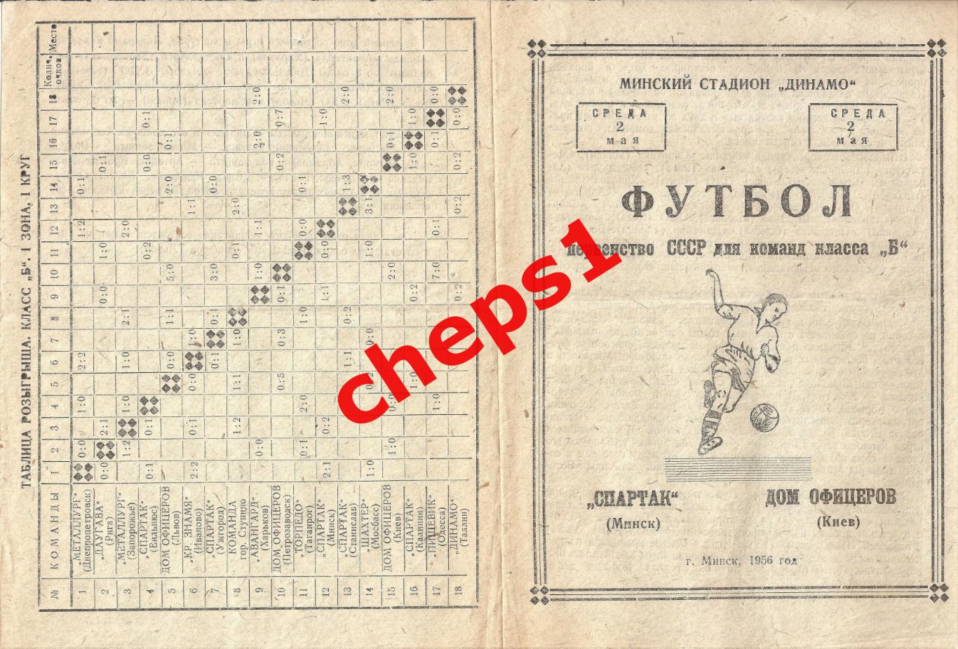 1956 Спартак (Минск) - ОДО (Киев), 1-й матч