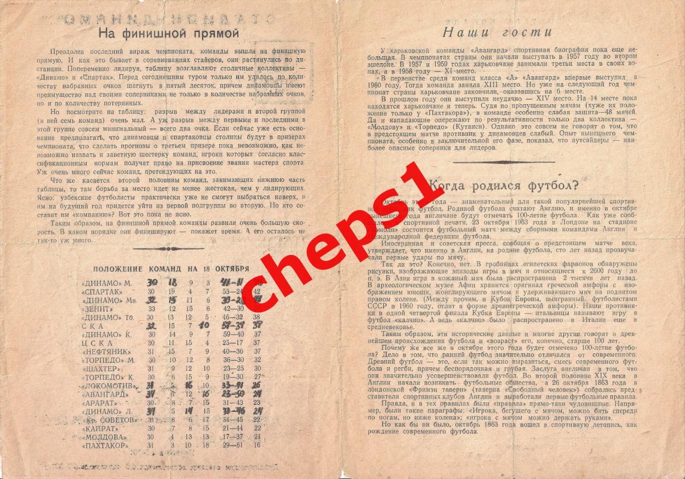 РАСПРОДАЖА!!! 1963 Динамо (Минск) - Авангард (Харьков) 1