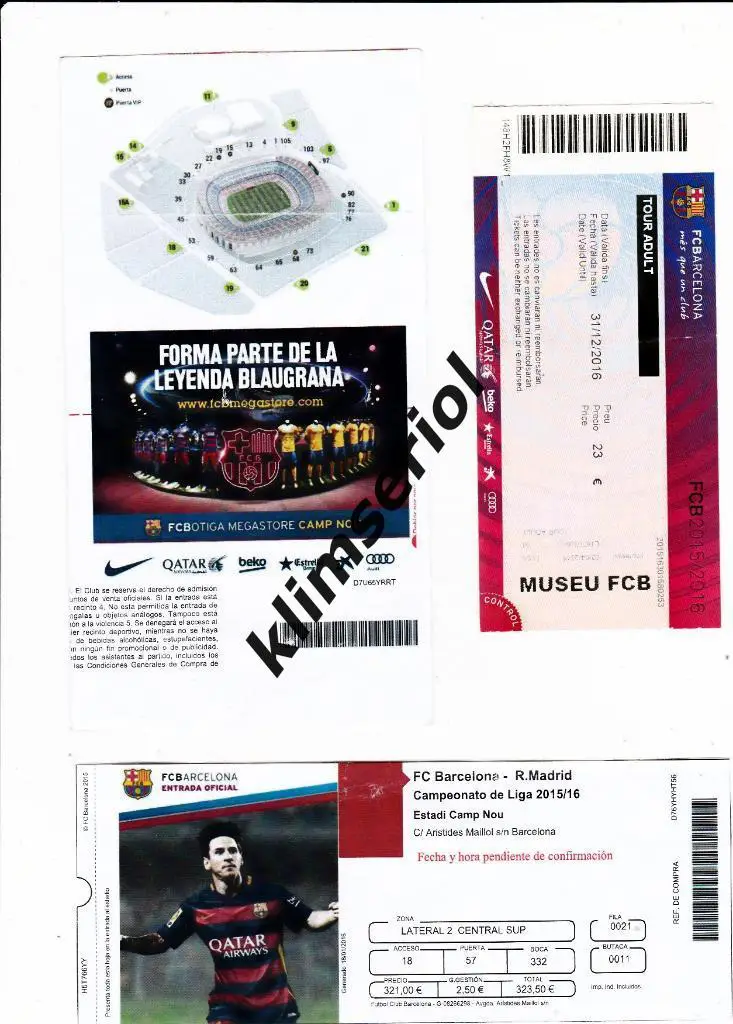 Билет.Барселона - Реал (Мадрид) 02.04.2016 Campeonate de Liga 2015/16
