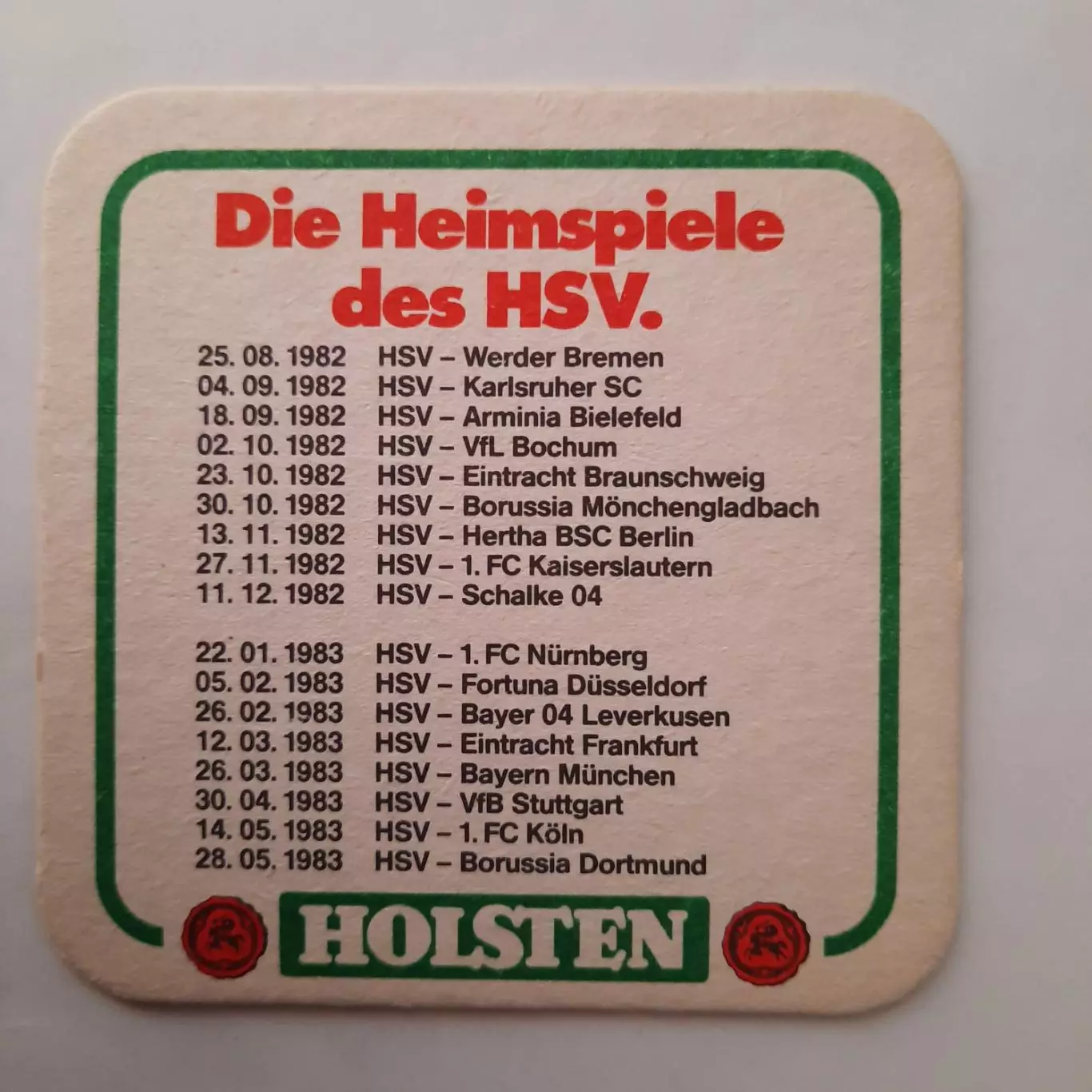 Бирдекель (подставка под пивной стакан) Футбол. Гамбург пиво Хольстен(вид 1) 1