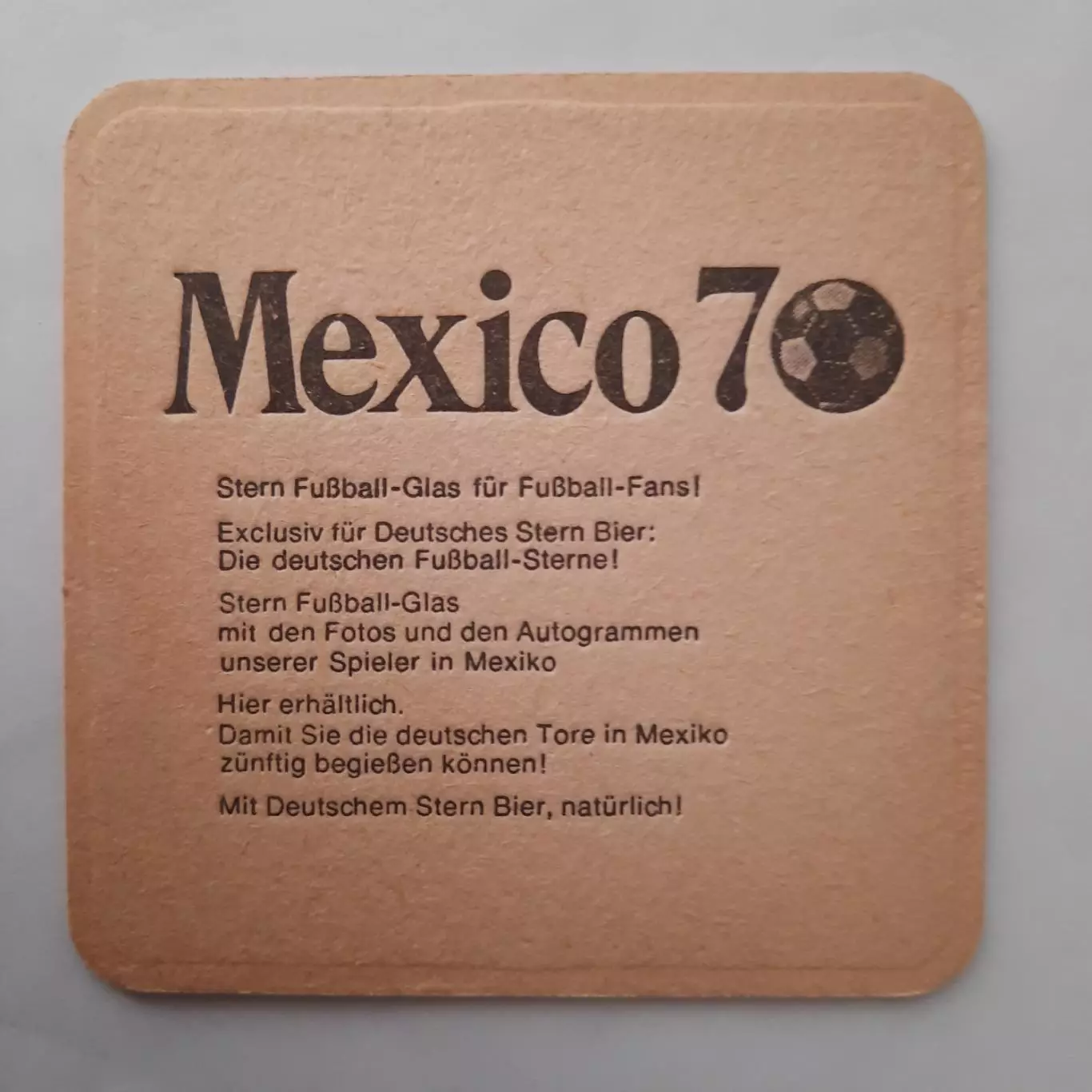 Бирдекель(подставка под пивной стакан.) Футбол. Ч.М. 1970г. Пиво Штерн.