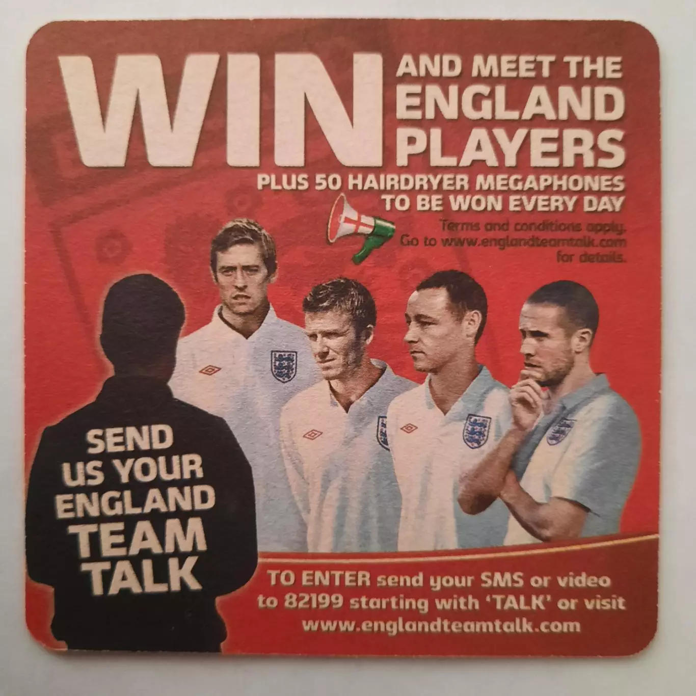 Бирдекель(подставка под пивной стакан.) Футбол. Сборная Англии. Пиво Карлсберг.