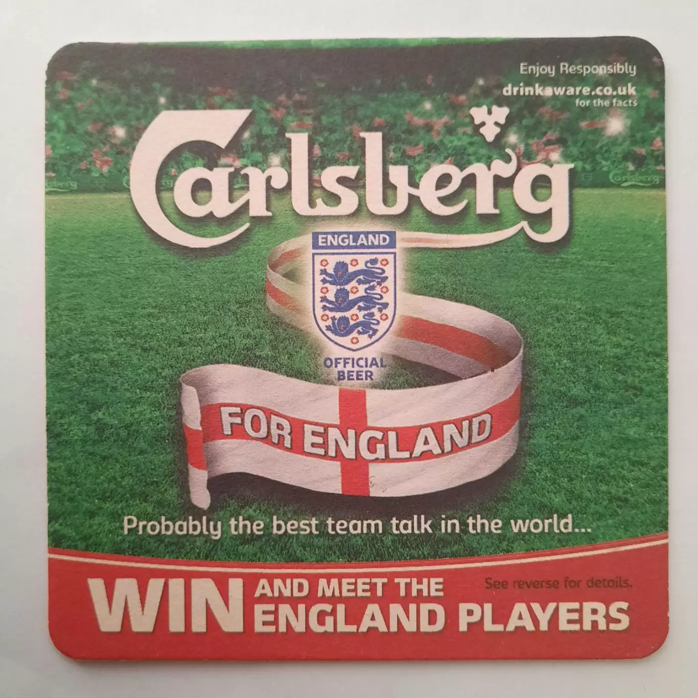 Бирдекель(подставка под пивной стакан.) Футбол. Сборная Англии. Пиво Карлсберг. 1