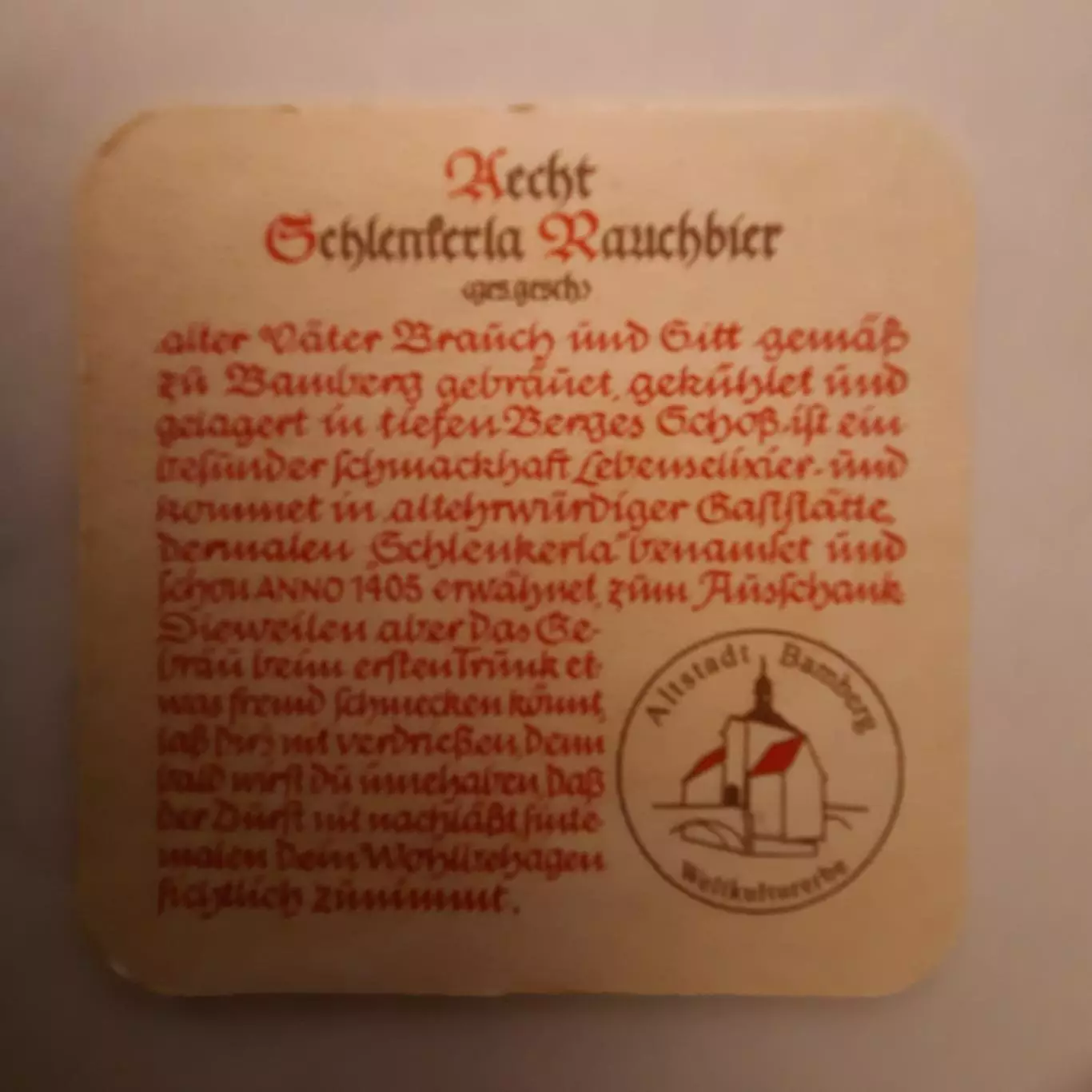 Бирдекель (подставка под пивной стакан/бокал). Пиво Раухбир. 1