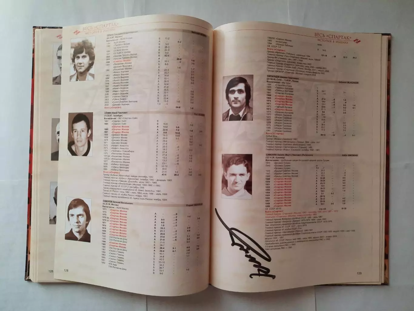 Книга. Весь «Спартак» история в именах. В книге 3 автографа. 2