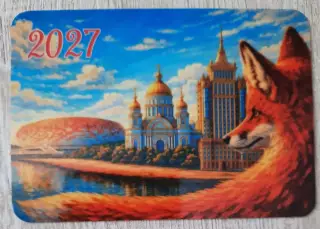 Календарик карманный на 2027г. Мордовия. Виды Саранска. (вид 3)