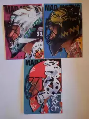 Карточки хоккейные. Маски вратарей финской лиги (3 шт.).