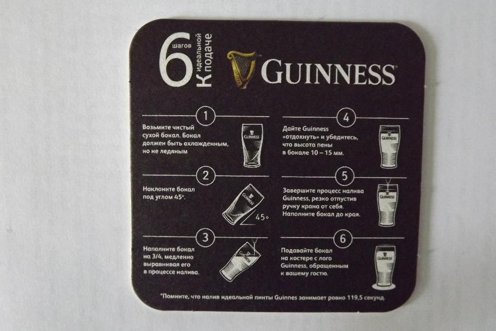 Бирдекель. Подставка пивная (декель) Guinness. 1