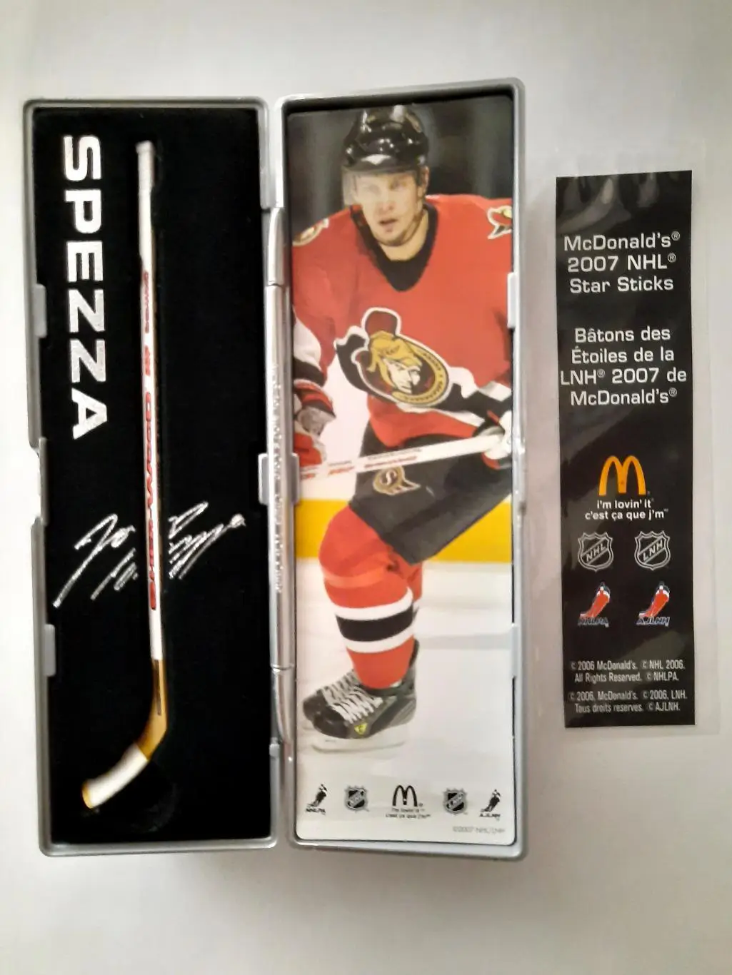 Мини хоккейная клюшка в футляре. Джейсон Спецца (Оттава Сенаторз)