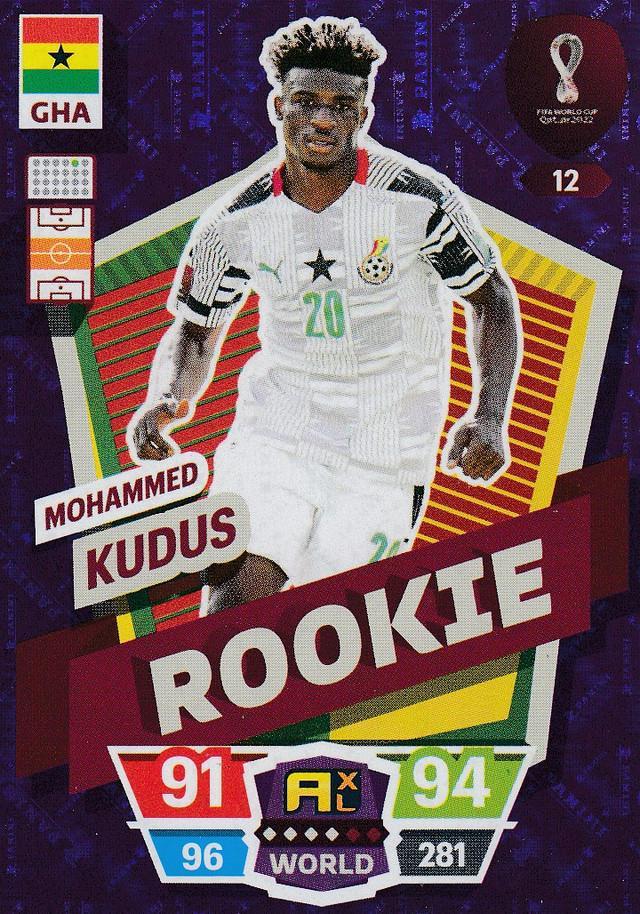 FIFA World Cup Qatar 2022 #12 Mohammed Kudus (Ghana) Rookie Adrenalyn XL