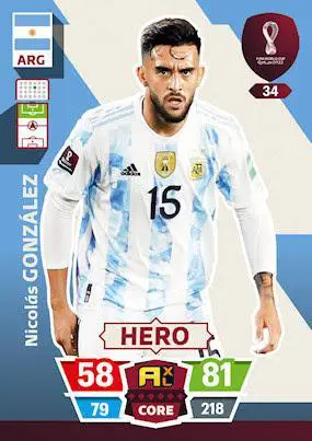 FIFA World Cup Qatar 2022 #34 Nicolas Gonzalez (Argentina) Hero Adrenalyn XL
