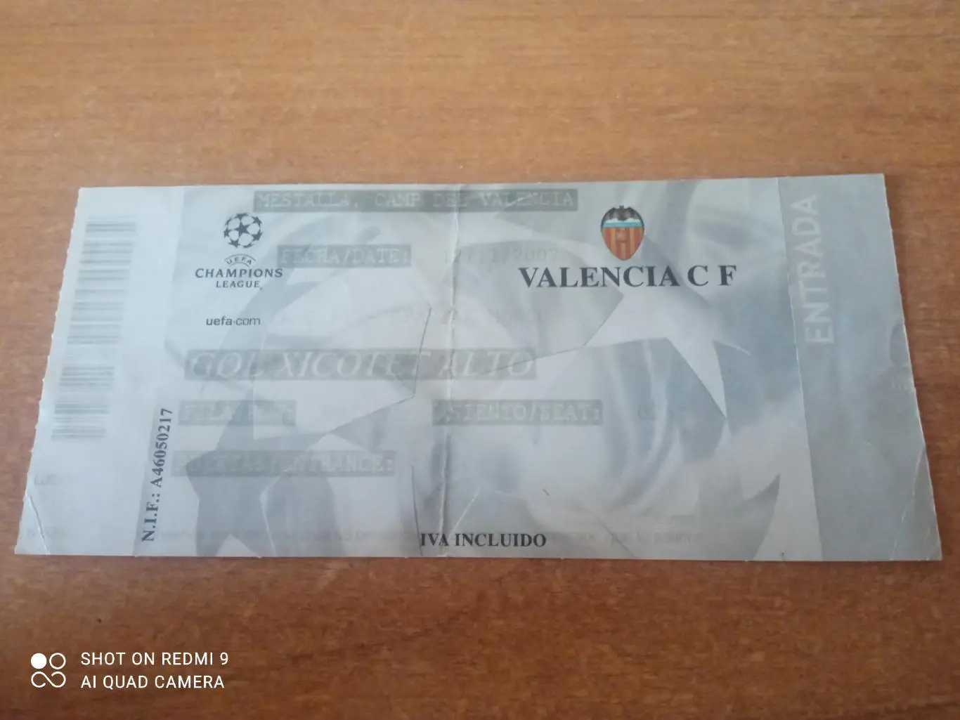 Билет: 12.11.2002 Валенсия-Спартак