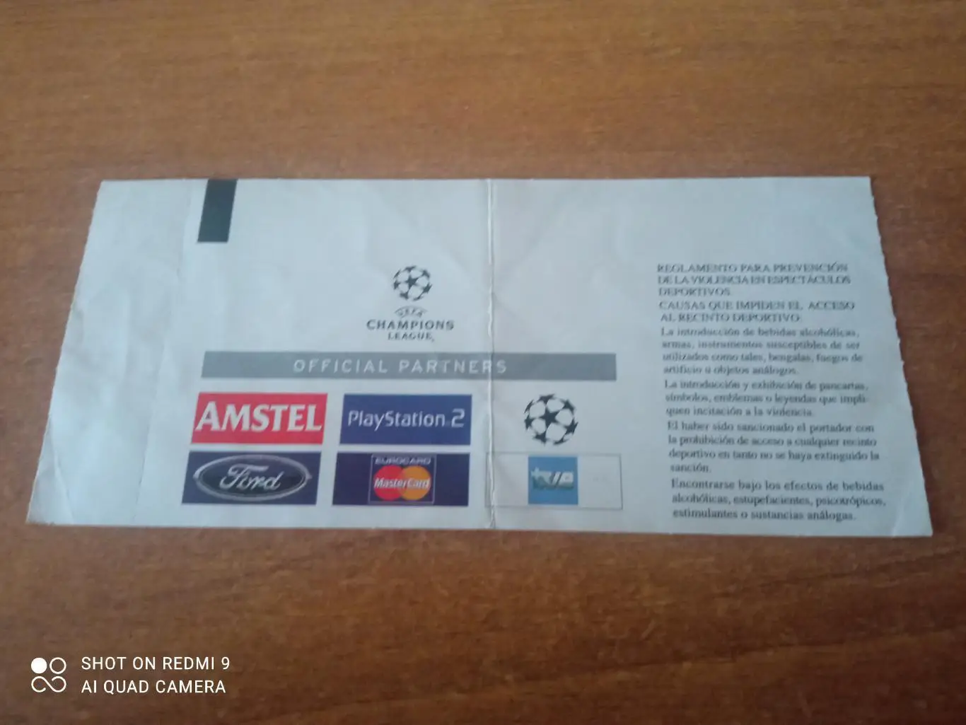 Билет: 12.11.2002 Валенсия-Спартак 1