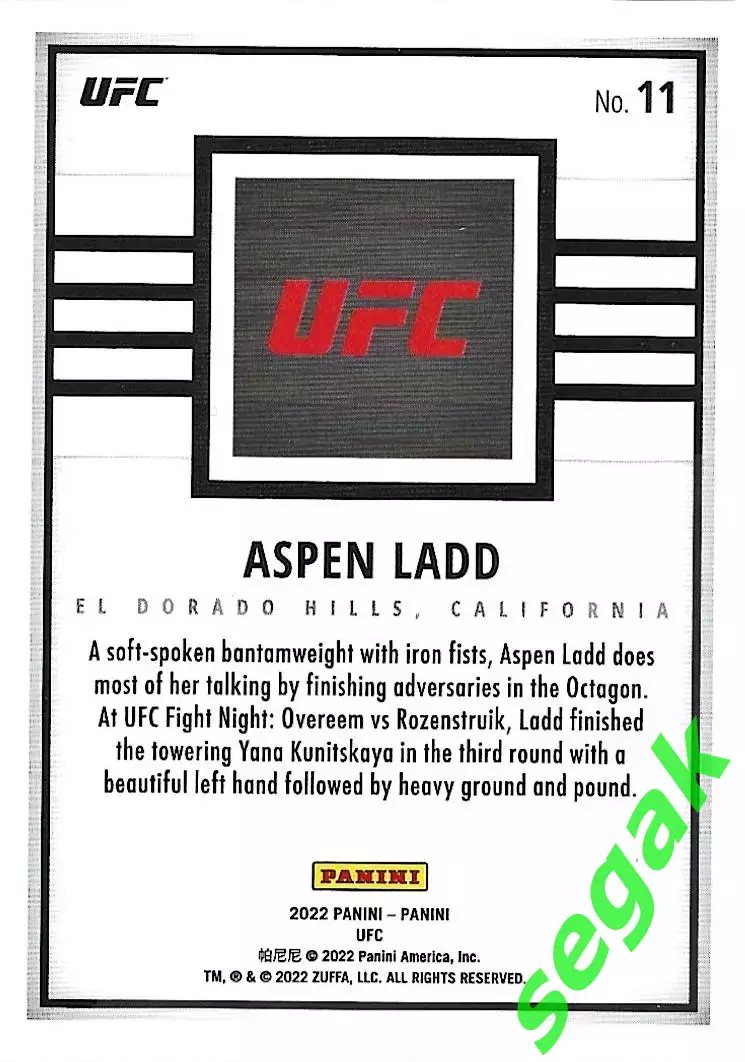 Карточка PANINI UFC Debut edition 2022 Aspen Ladd/Аспен Лэдд 1