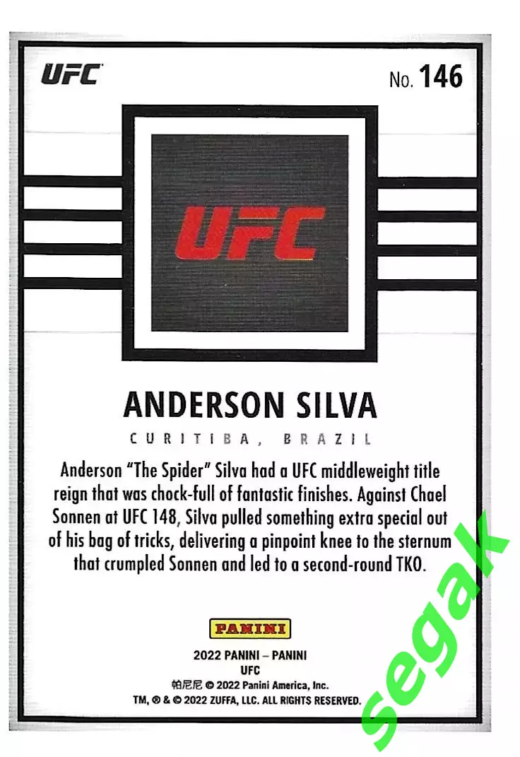 Карточка PANINI UFC Debut edition 2022 Anderson Silva/Андерсон Силва 1