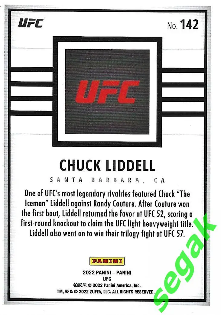 Карточка PANINI UFC Debut edition 2022 Chuck Liddell 1