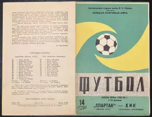 1983 Спартак Москва, СССР – ХИК Хельсинки, Финляндия 14.09.83 *1вид+2вид