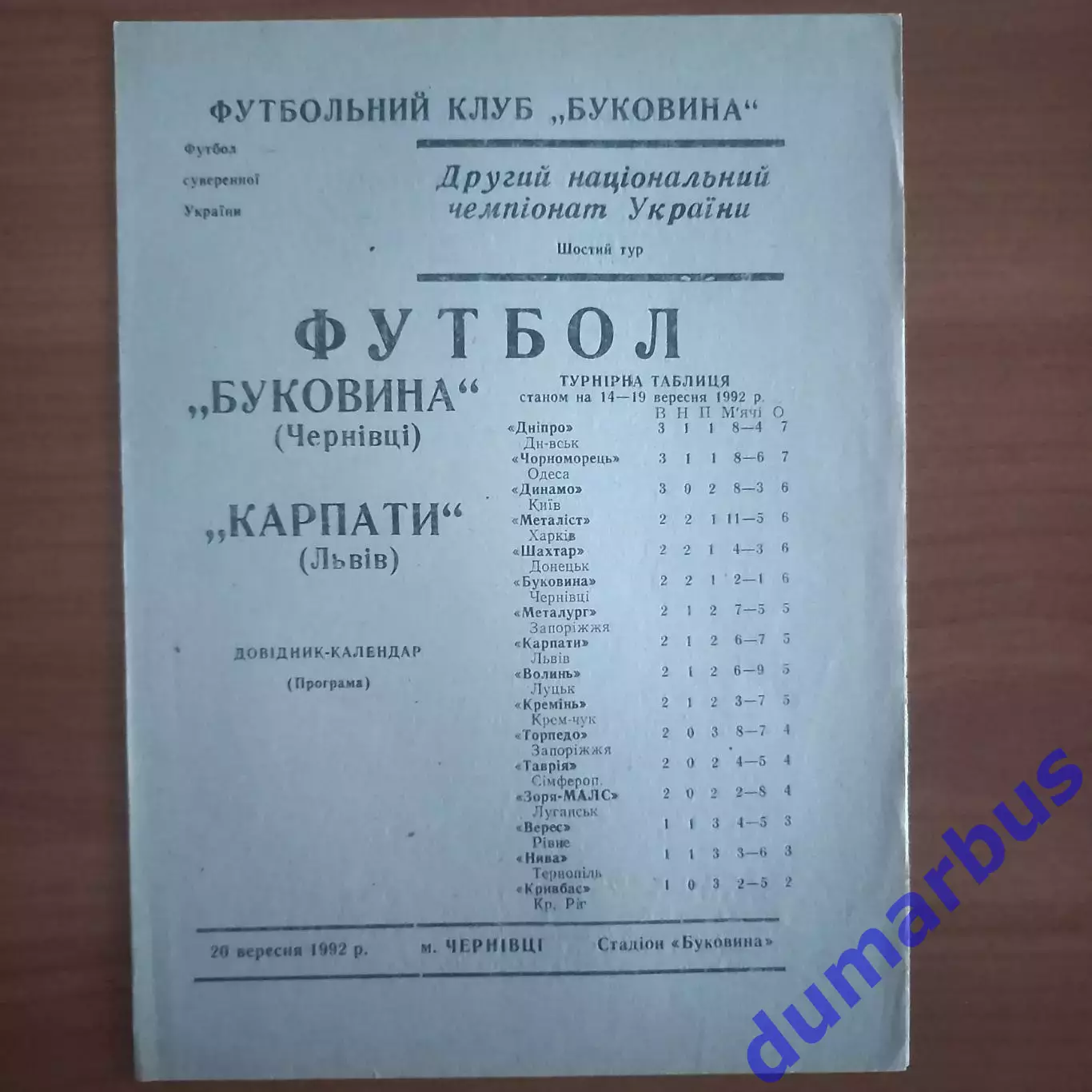 1992/1993 Буковина Черновцы – Металлург Запорожье 20.09.1992 (2ЧУ)