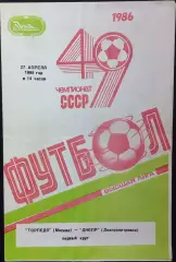 1986 Торпедо Москва – Днепр Днепропетровск 27.04.86 #