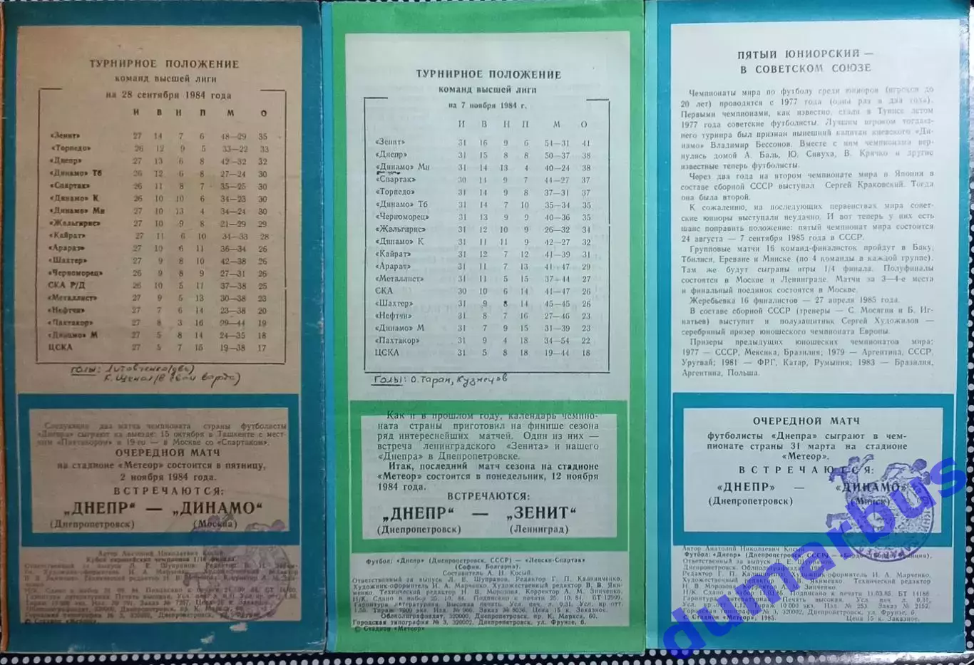 1984/1985 КЕЧ Днепр Днепропетровск – Трабзонспор + Левски-Спартак + Бордо # 1