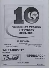 Металлист Харьков-Кривбасс Кривой Рог.27.08.2000.Чемпионат Украины.