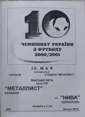 Металлист Харьков-Нива Тернополь.20.05.2001.Чемпионат Украины.