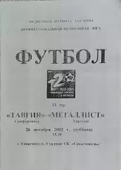 Таврия Симферополь-Металлист Харьков.26.10.2002.Чемпионат Украины.