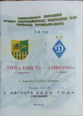 Металлист Харьков-Динамо Киев.1.08.2014.Чемпионат Украины.Молодежные.