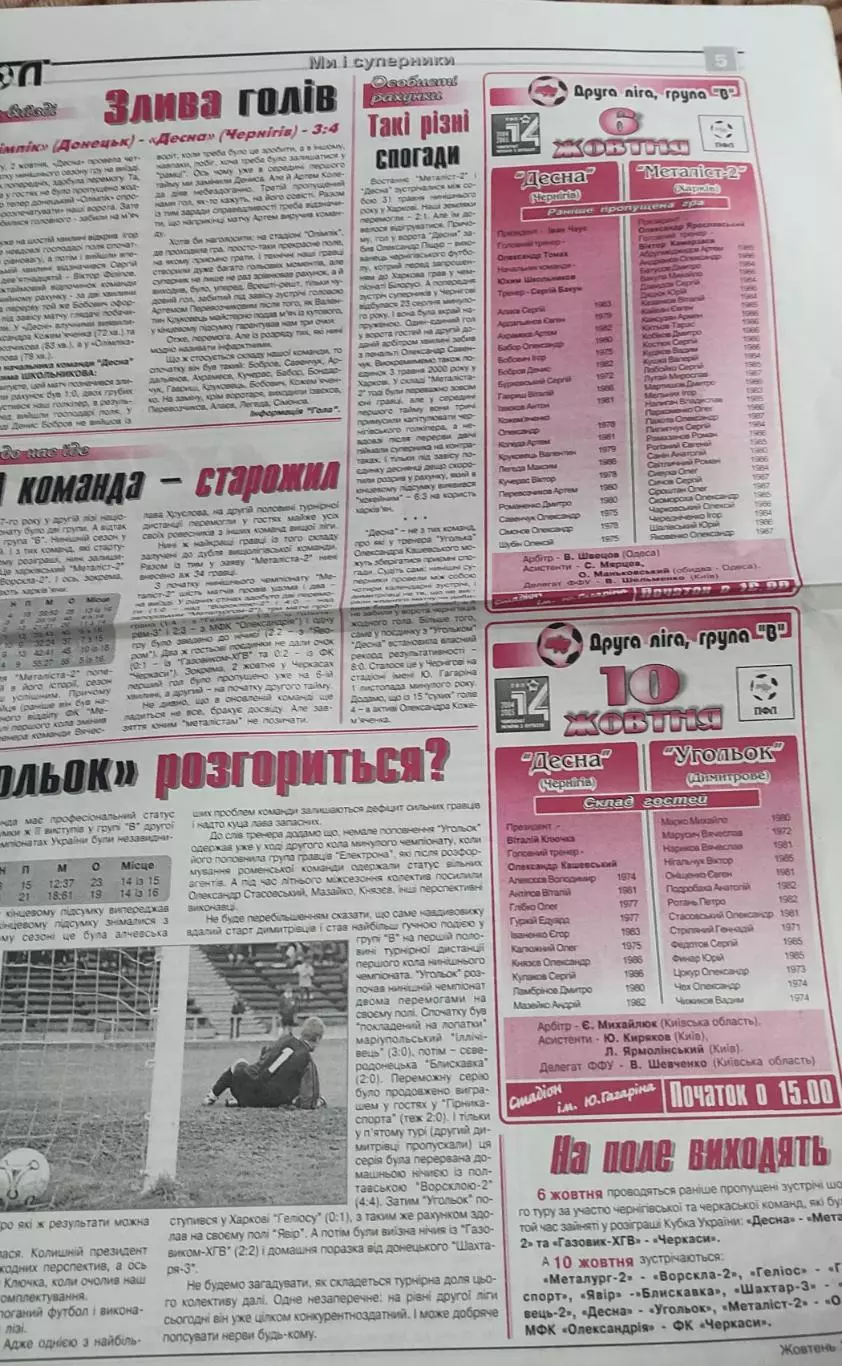 Десна Чернигов-Металлист-2 Харьков.6.10.2004.Чемпионат Украины.2 лига.