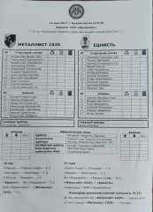 Металлист 1925 Харьков-Еднисть Плиски.13.05.2017.Чемпионат Украины.Аматоры.Прот.