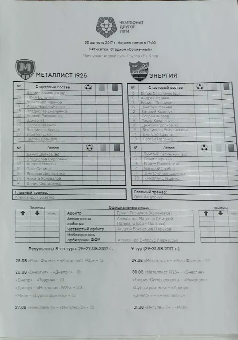 Металлист 1925 Харьков-Энергия Новая Каховка.30.08.2017.Чемпионат Украины.2 лига