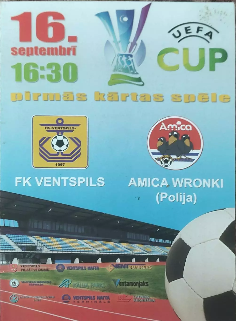 Вентспилс Литва-Амика Польша.16.09.2004.Кубок УЕФА