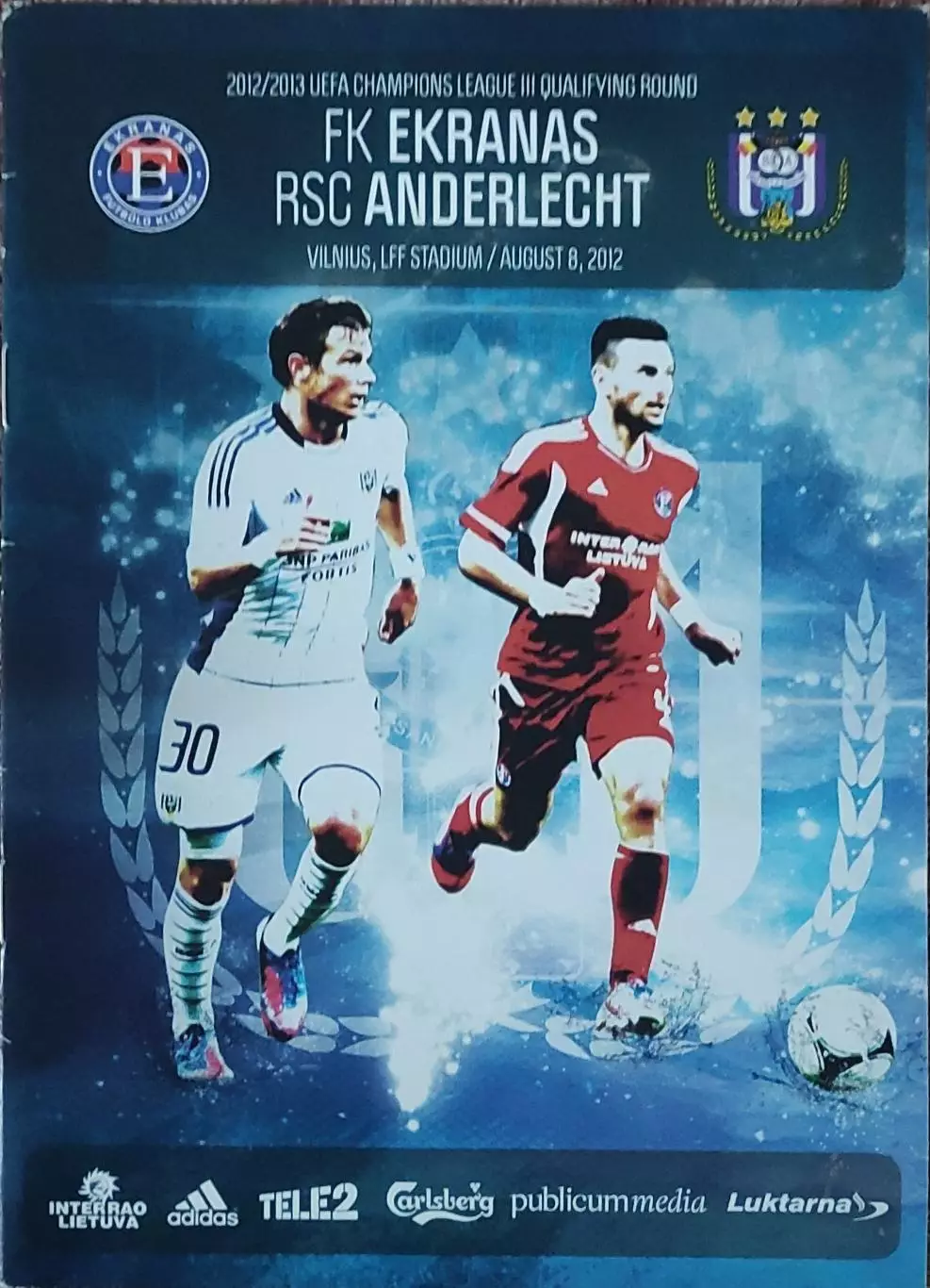 Экранас Литва-Андерлехт Бельгия.8.08.2012.Лига Чемпионов.