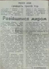 Авангард Ровно-Торпедо Запорожье.11.10.1990.Отчет о матче.