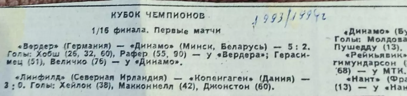 Динамо Киев Украина-Барселона Испания.15.09.1993.Отчет о матче. 1