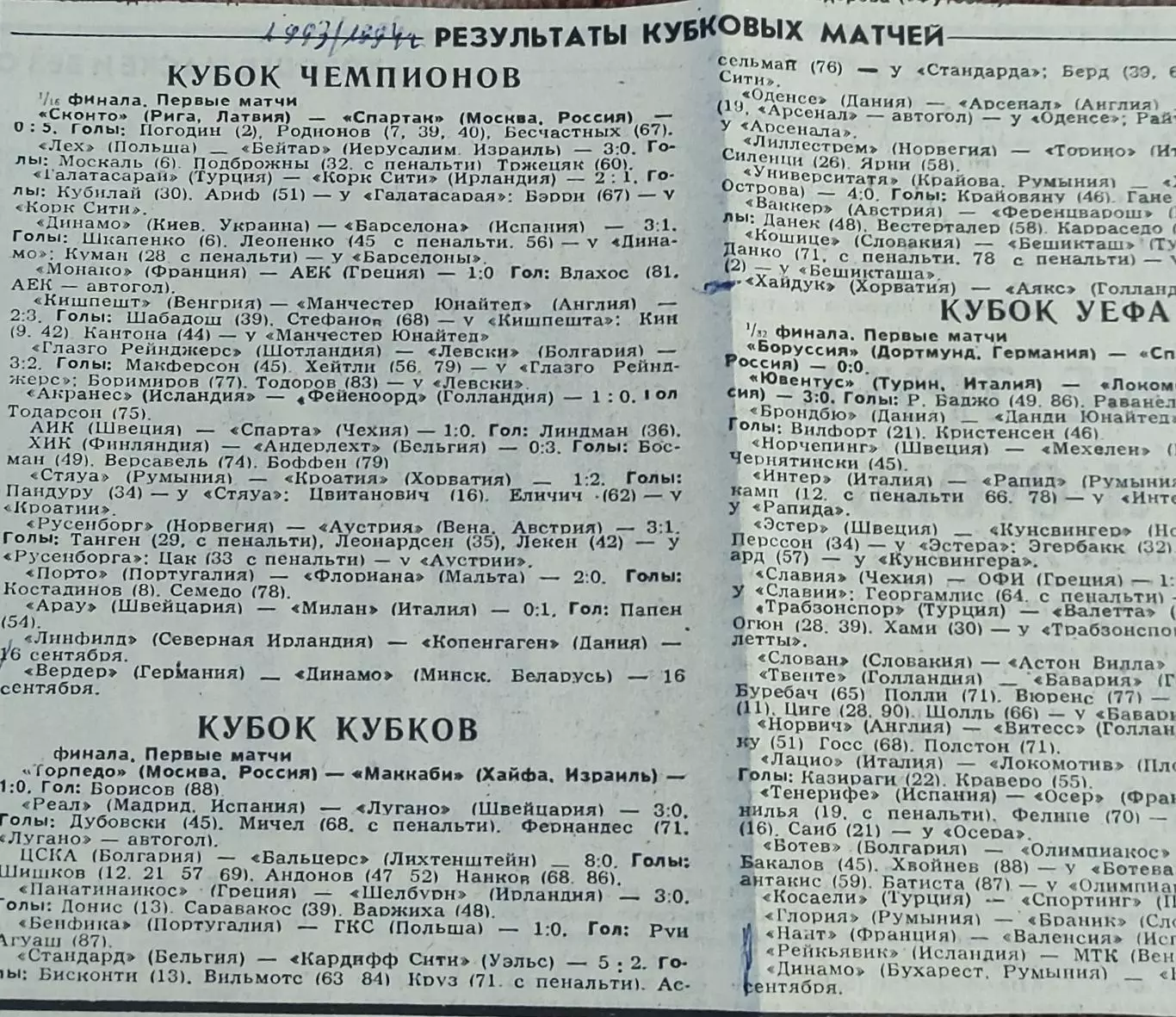 Динамо Киев Украина-Барселона Испания.15.09.1993.Отчет о матче. 2