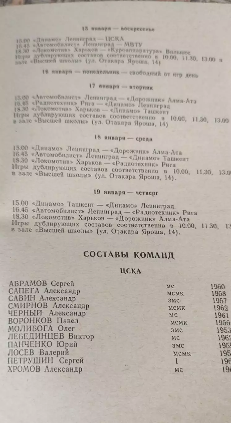 Волейбол.Харьков.13-19.01.1984.Чемпионат СССР. 6