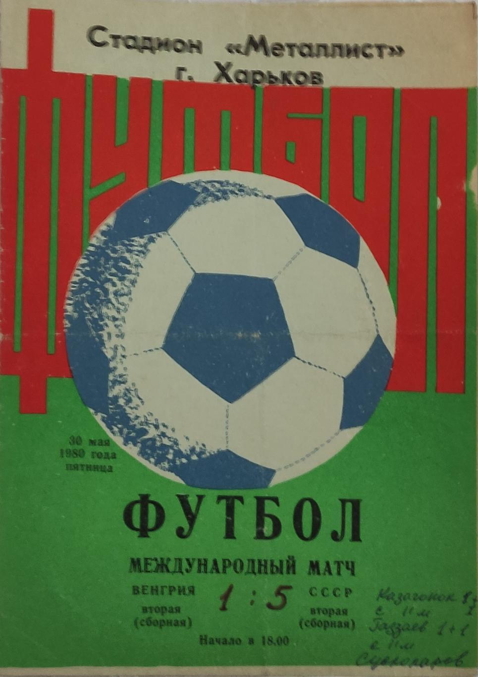 СССР-Венгрия 30.05.1980 Товарищеский матч